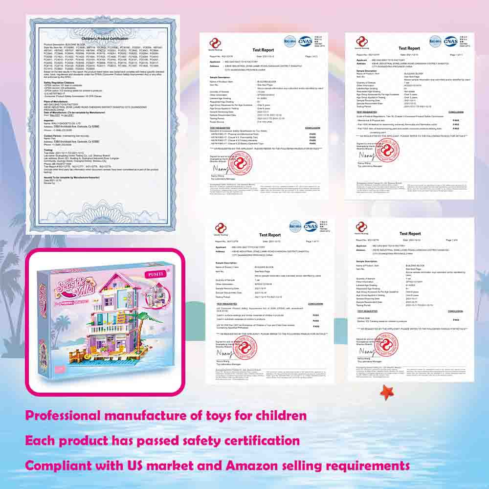 PUSITI Seaside Villa Building Set 573 Pieces Toys for Girls Building Blocks House Toys Beach Villa Construction Toys Holiday Cottage Bricks Toys for Girls Age 6+