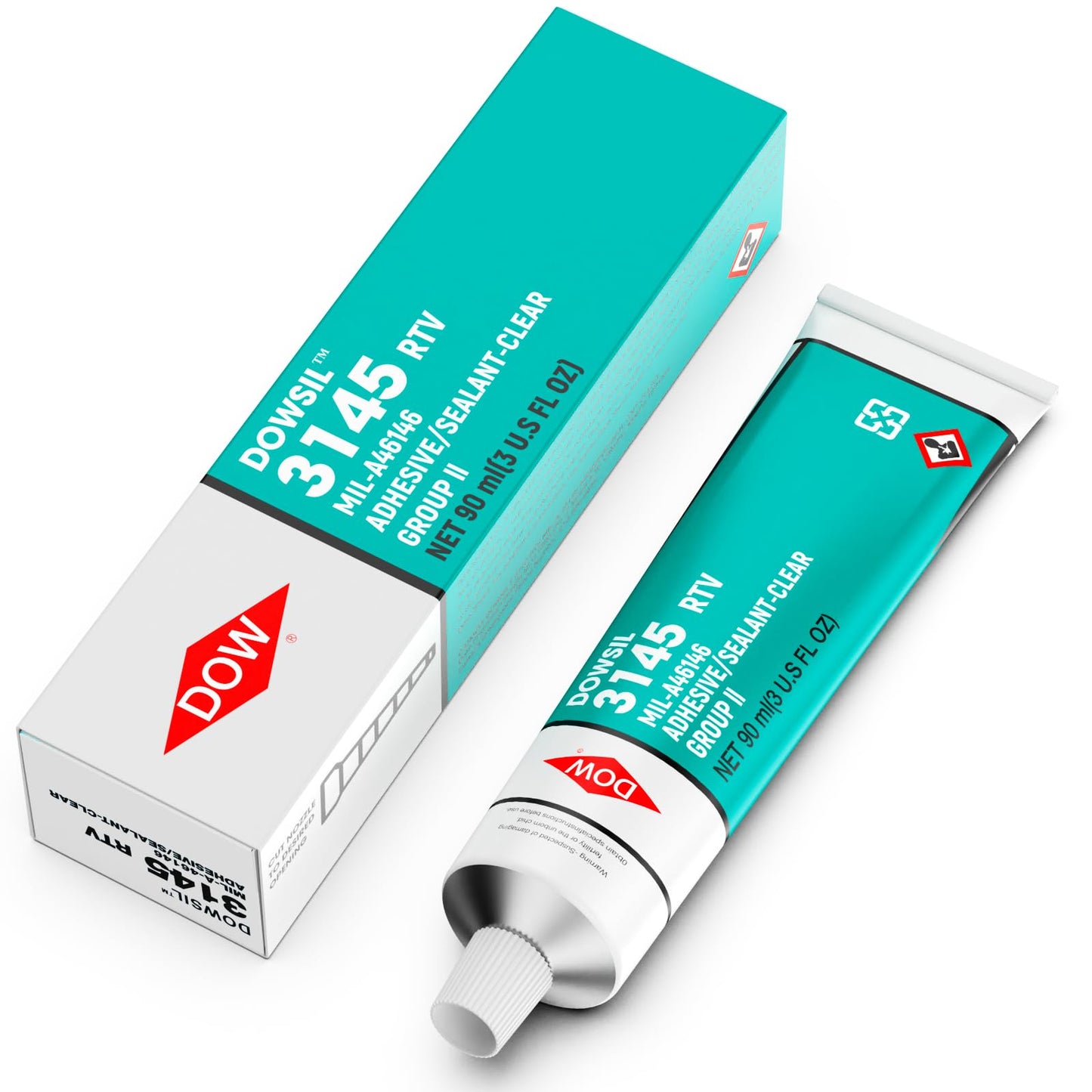 3145 RTV 90ml 3oz Clear Adhesive Sealant Mil-A-46146 Electrical Battery Board Housing Moisture Sealing Non Flow Primerless Adhesion High Strength Group II/III (3145 Clear 90ml)