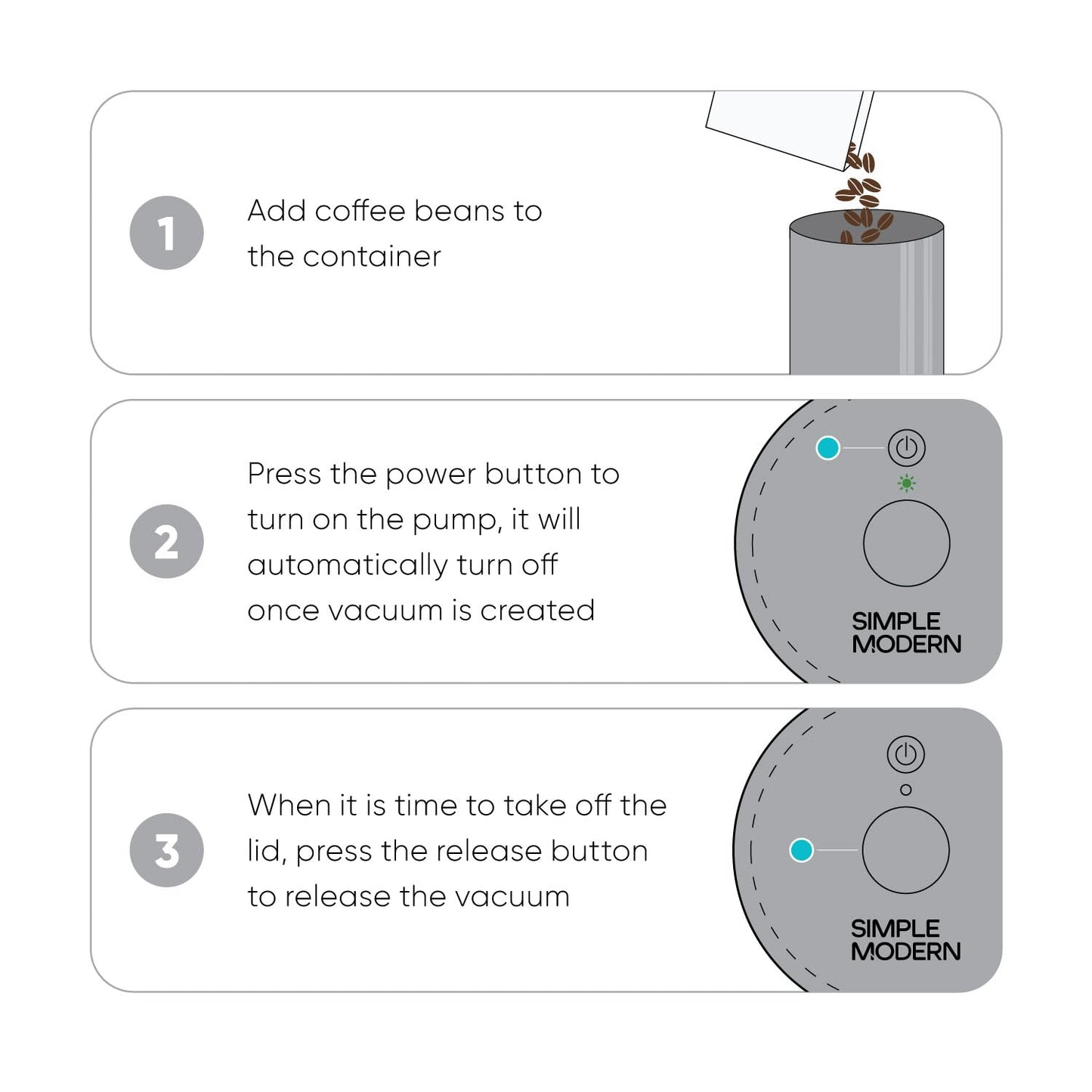 Simple Modern Delta Coffee Canister | Airtight Vacuum Seal with Auto-Reseal Technology | Ceramic Lined Stainless Steel Container for Coffee Grounds, Beans, Tea | 1.1L, Midnight Black