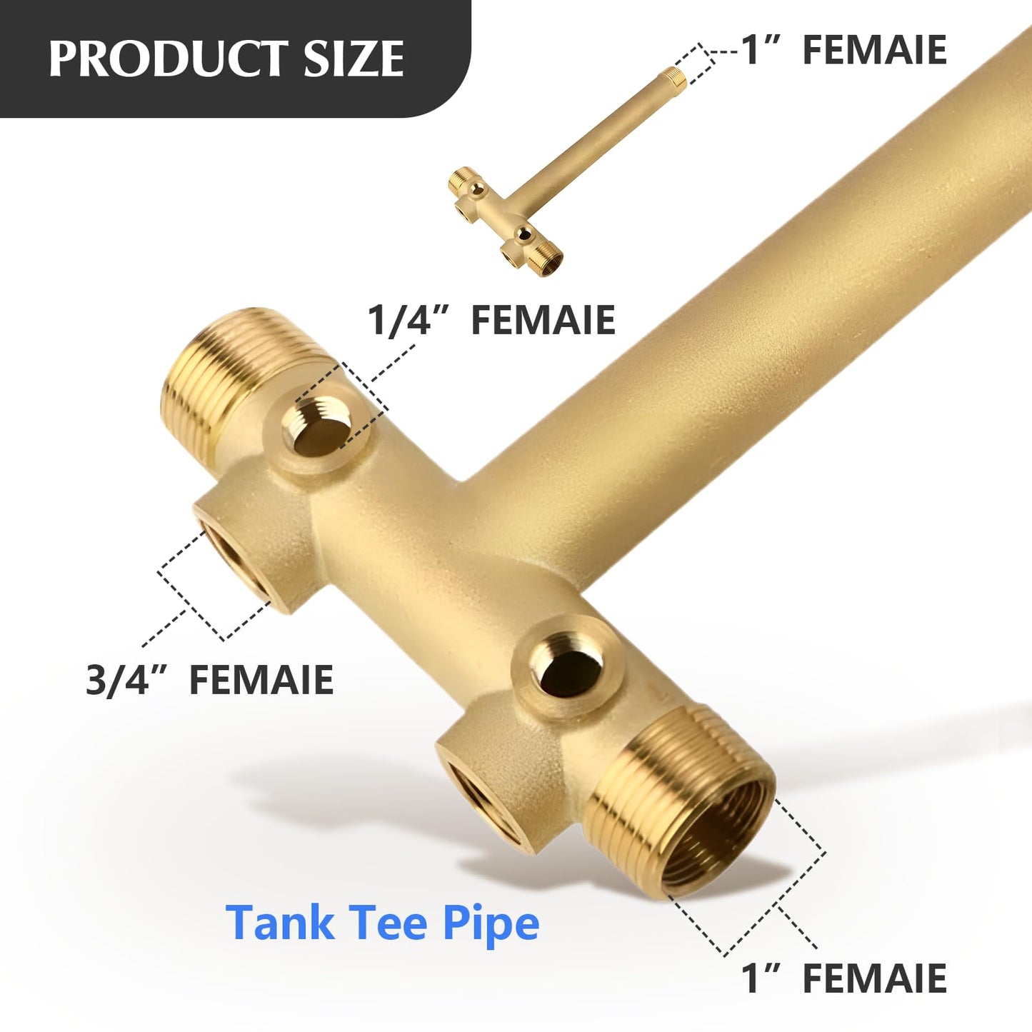 Pressure Tank Tee Kit 1"x 11" with 40-60psi Well Pressure Switch and Pressure Gauge Water Pressure Tank Kit, Brass, fit Most Tanks with Diameters up to 16"