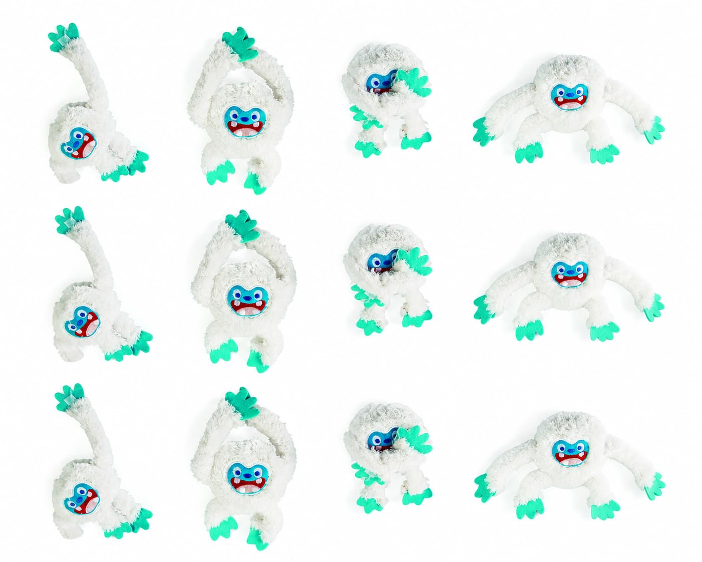 Fun Express Long Arm Plush Big Foot Bumble Yetis (Set of 12) Winter Christmas Stuffed Animal Toys and Stocking Stuffers