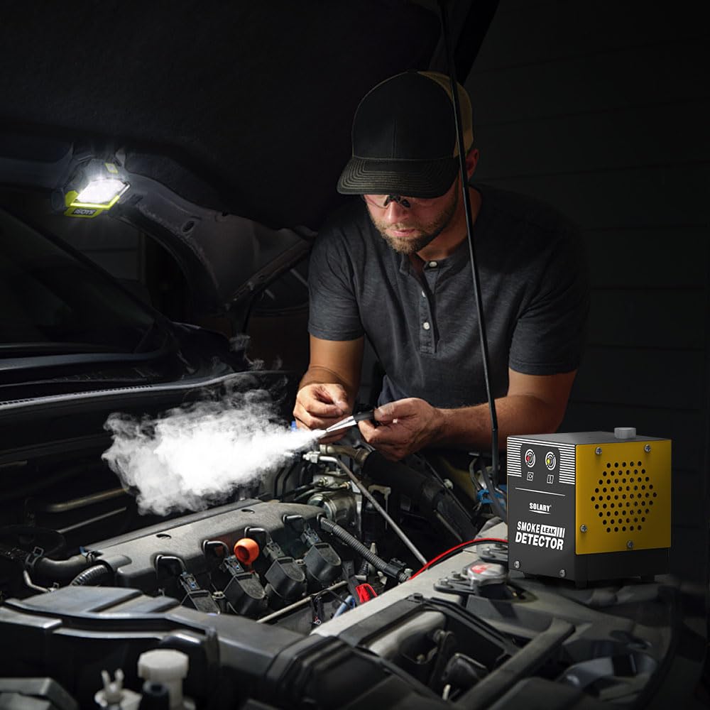 Solary Smoke Machine Automotive Tool - Fuel Leak Detectors Tester | Built-in Air Compressor Motor