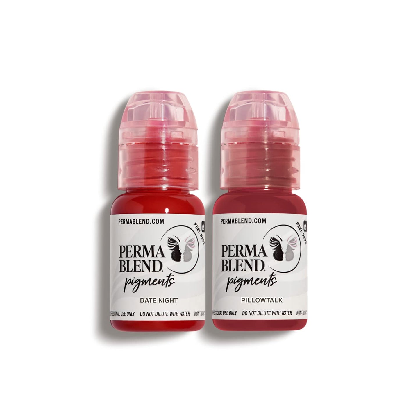 Perma Blend Berry Lip Set - Tattoo Ink Set for Permanent Makeup - Vegan Microblading Pigment & Tattoo Supplies for Lip Makeup - Includes Deep Red Date Night & Pink Pillow Talk Lip Blush (0.5 oz Each)