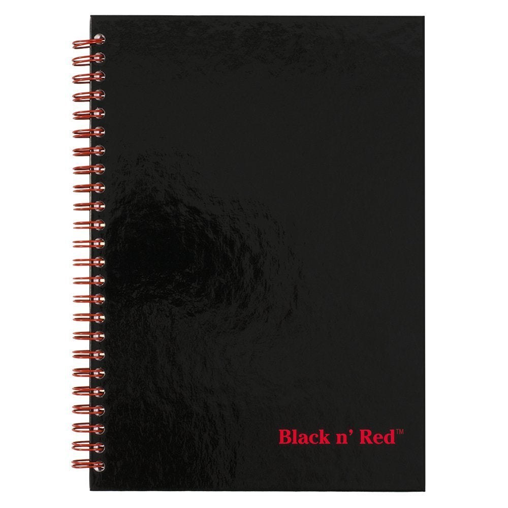 Black n' Red Twin Wire Hardcover Notebook, 8-1/4" x 5-7/8", Black/Red, 70 Ruled Sheets, Sold as 5 Pack (L67000)