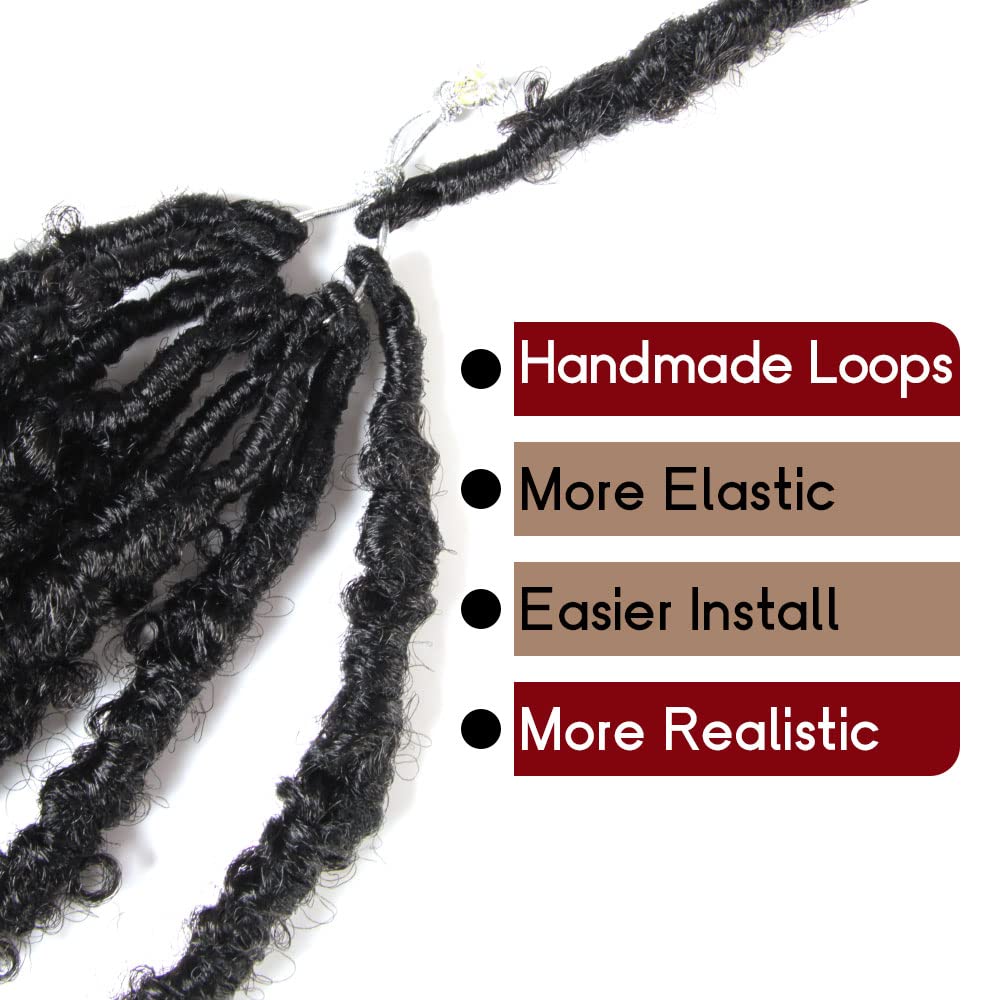 30 Inch Light Weight Butterfly Locs Crochet Hair 8 Packs Long Black Distressed Butterfly Faux Locs Crochet Hair, 1B
