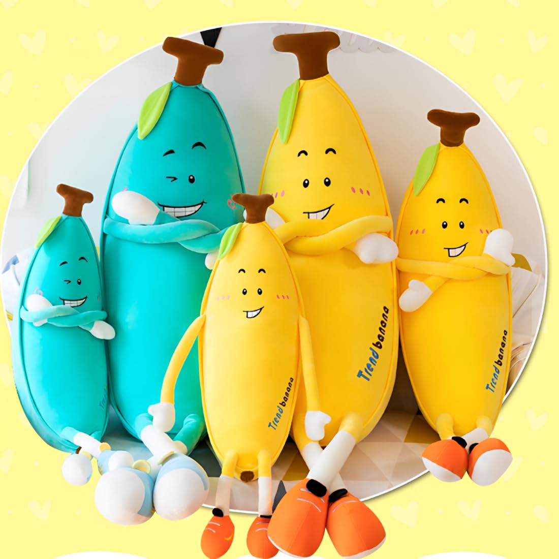 OPHRBU Banana Plush Body Pillow， 31.5 inches Banana Long Body Plush Pillow， Cute Fruit Plushie Hugging Pillow，for Kids Adult, Ideal Chrismas Birthday Gift (Yellow)