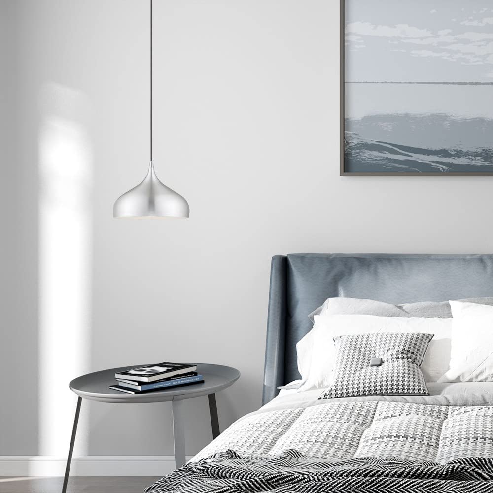 Livex Lighting 41172-69 Metal Shade - 11.75" One Light Mini Pendant, Shiny White Finish with Shiny White Metal/Gold Shade