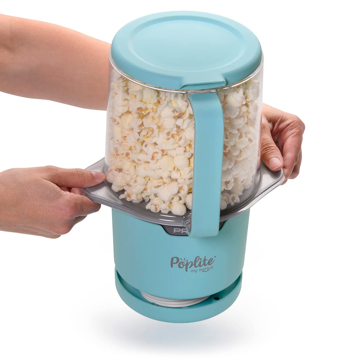Presto 04811 PopLite My Munch Hot Air Popcorn Popper - Personal Sized, Built-In Serving Bowl, Compact Design, 8 Cups, Blue