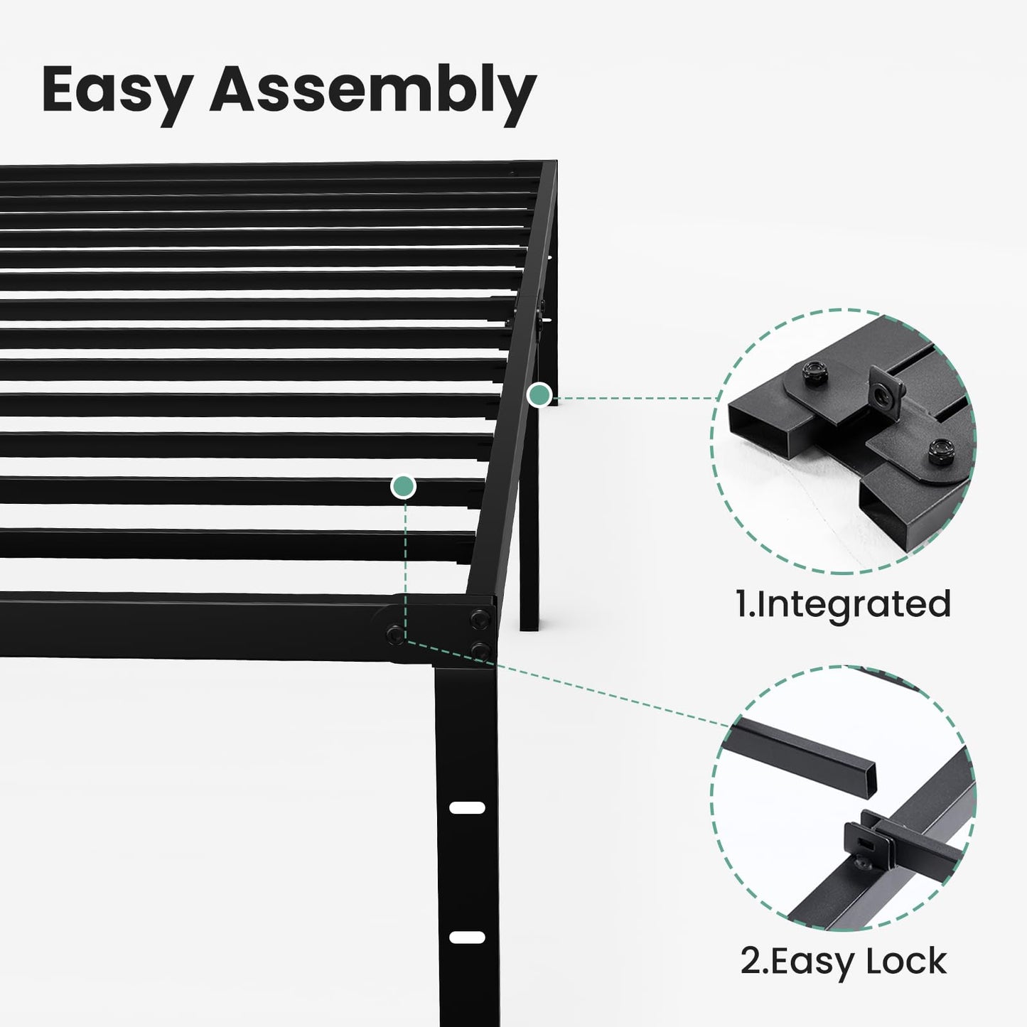 Sweetcrispy Twin XL Size 12 Inch Platform Bed Frame, Heavy Duty Metal Foundation Frame, Noise-Free Sturdy Steel Slats, Underbed Storage, No Box Spring Needed, Quick Setup