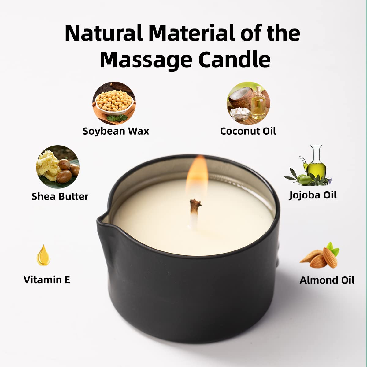 LUXMASA All Natural Scented Home Relaxing Massage Candle Oil Wax for Skin Care, Essential Oil Infused SPA Candle Pack of 4-9.4OZ(2.35OZ*4)-Tahiti,Jasmine,Cream Cherry, Blueberry Cake