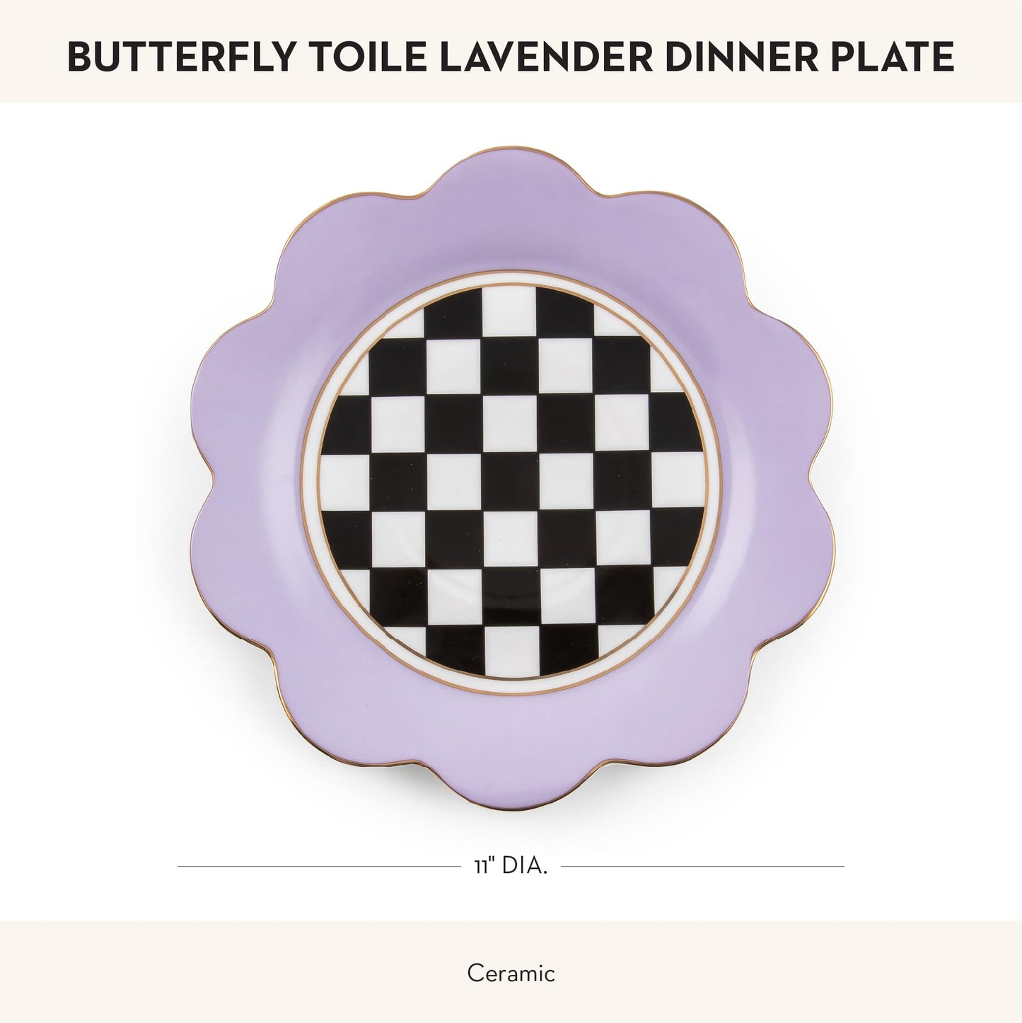 MACKENZIE-CHILDS Butterfly Toile Ceramic Dinner Plate, 11 Inches, Lavender