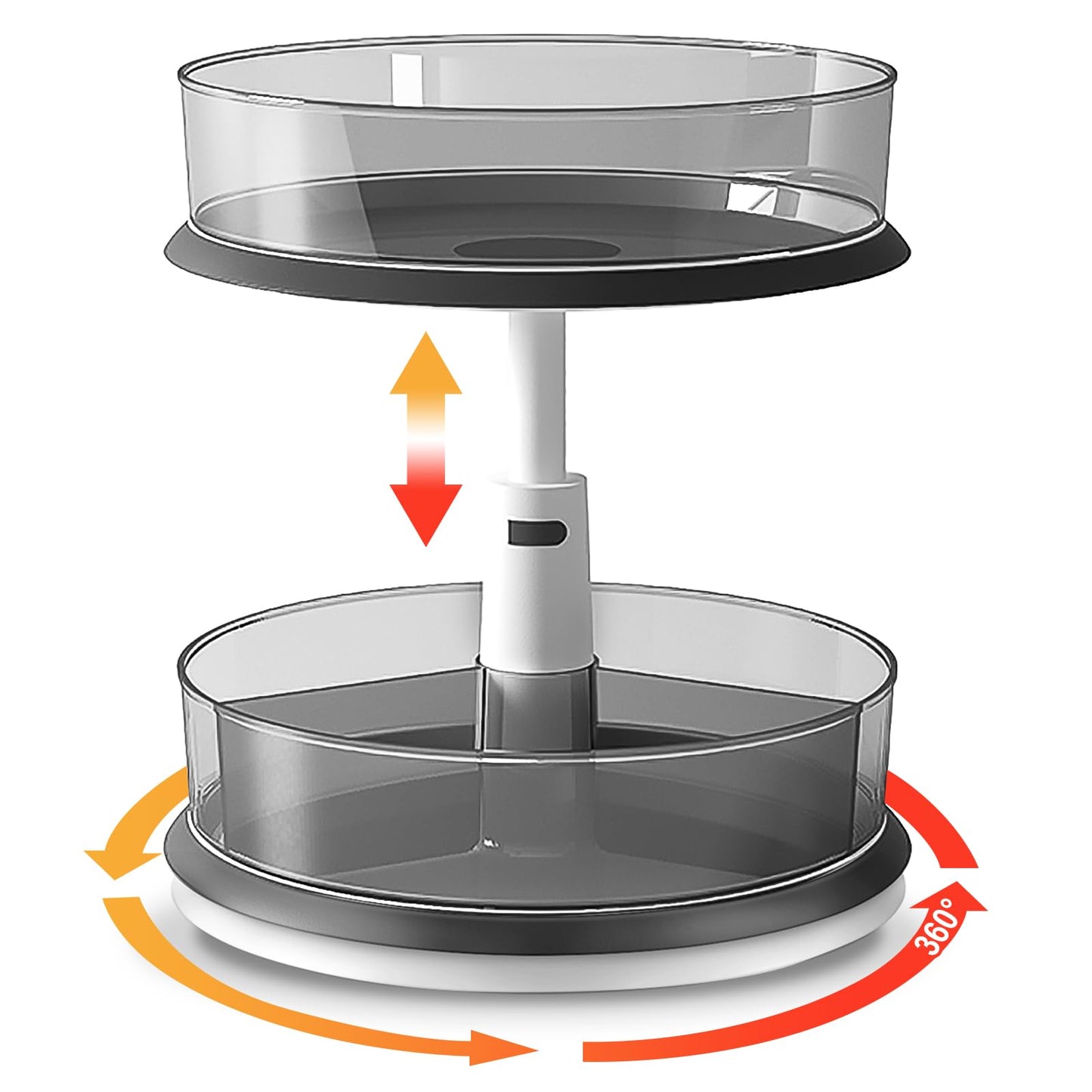 DIHUMK 2 Tier Lazy Susan Turntable Organizer for Medicine Cabinet Bottle Pantry Countertop with Clear Large Spice Rack 11 Inch Grey