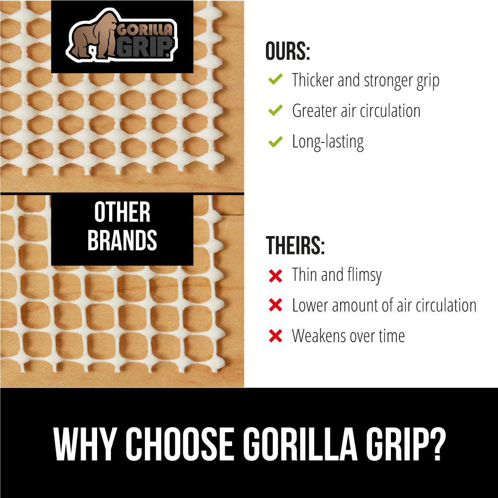 GORILLA GRIP Strong Rug Pad Gripper, 9x12 FT, US Designed, Grips Keep Area Rugs Safe and in Place, Thick, Slip and Skid Resistant Pads for Hard Floors, Under Carpet Mat Cushion and Hardwood Protection