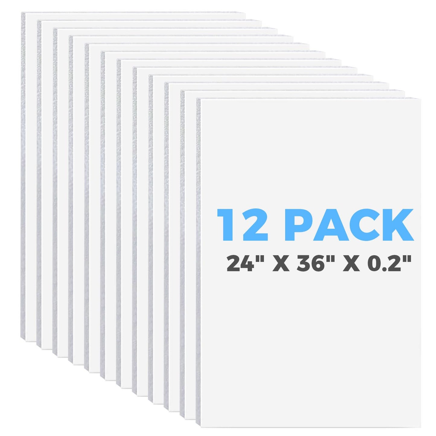 Foam Board 24" x 36" x 3/16" (5mm) - 12 Pack, White Poster Board, Double-Sided, Acid-Free Foam Core Board for Signs, Presentations, Schools, Offices, and Art Projects