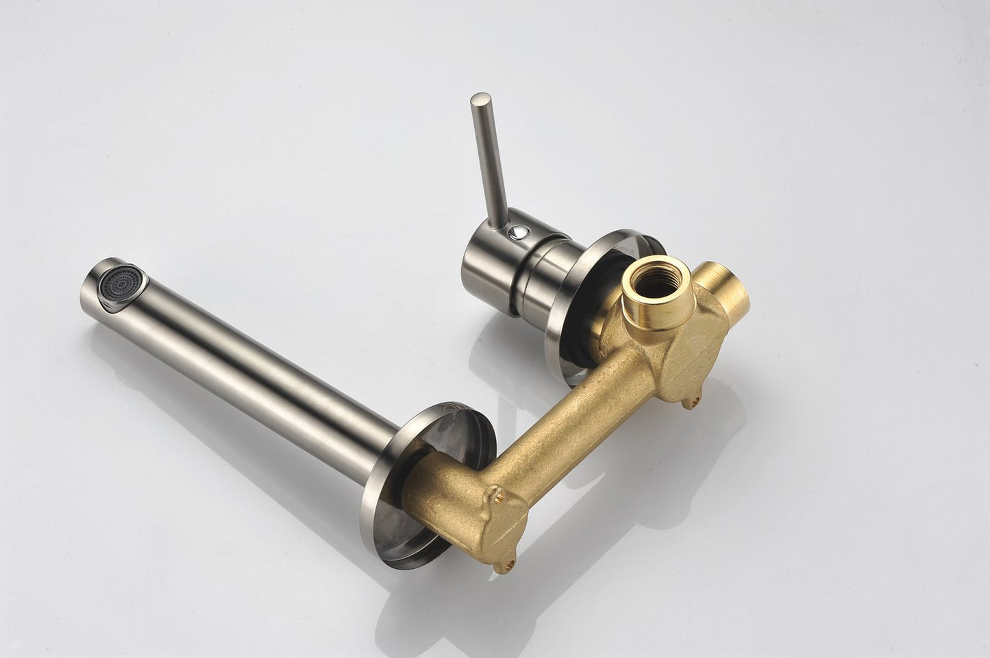 Sumerain Wall Mount Bathroom Faucet Brushed Nickel,Valve Included