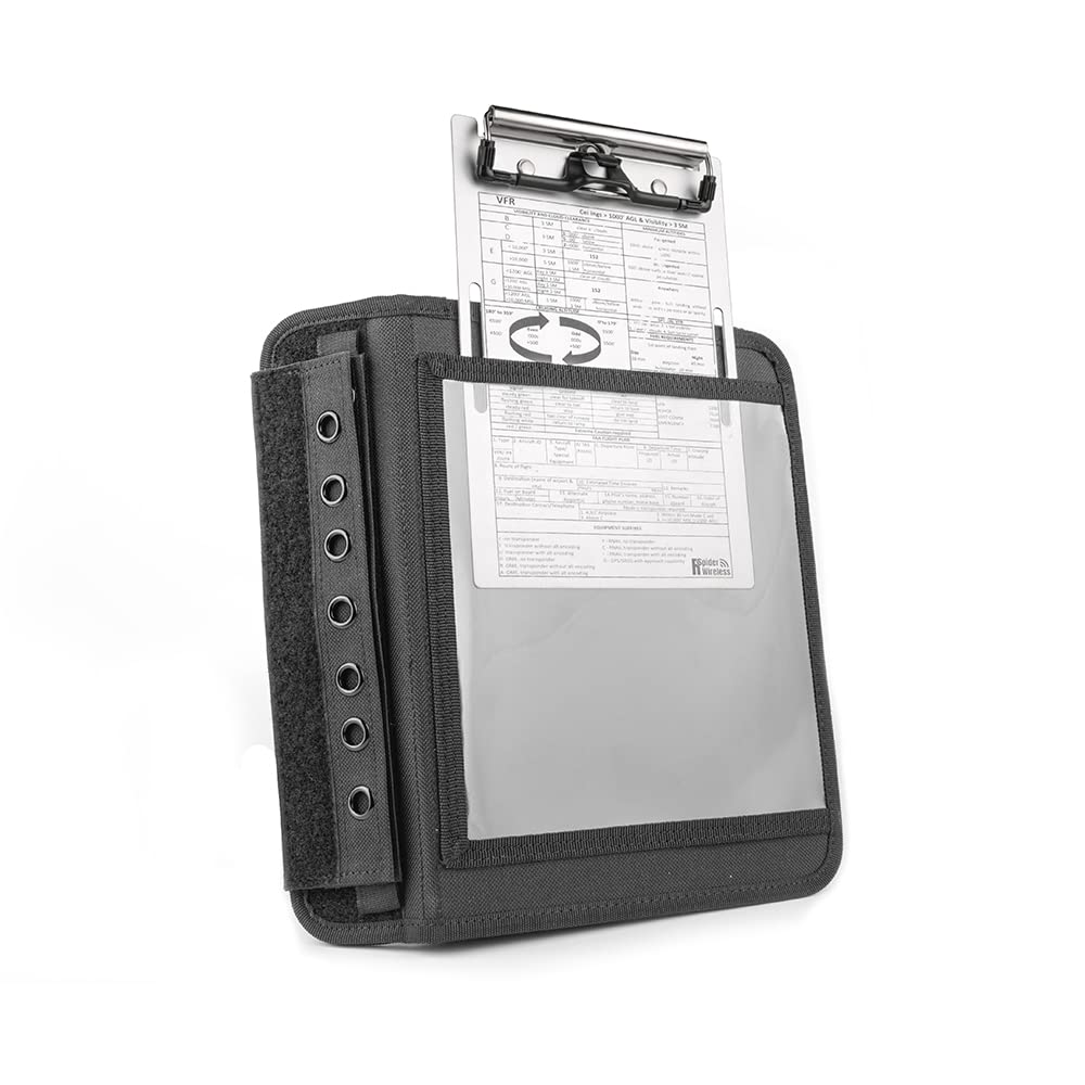 R SPIDER WIRELESS Pilot Kneeboard, Includes Aluminum Clipboard. Fits iPad Pro 9.7", 10.5", 11", iPad and iPad Air 1/2/3/4/5/6, and Any Other 9"-11" Tablets, Adjustable