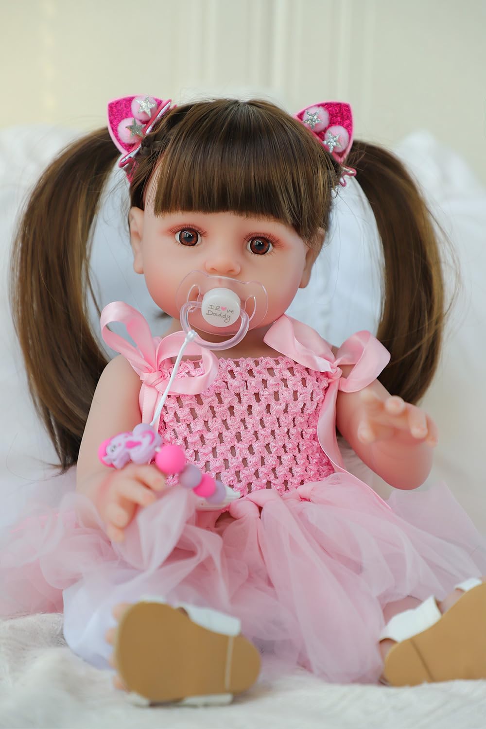 SCOM Lifelike Reborn Dolls Girl -20 Inch Realistic Baby Doll Newborn Baby Dolls，Lifelike Baby Doll Silicone Toddler Clothes Gift Set for Age 3+