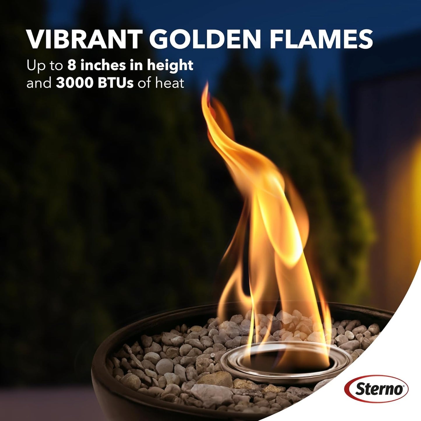 Sterno 6-Pack Fire Pit Gel Fuel - 3 Hours of Burn Time - Vibrant Flame - Wood Crackling Sounds - Safe, Smokeless & Odorless, No Ash - All-Weather Burner for Indoor & Outdoor Table Top FirePit