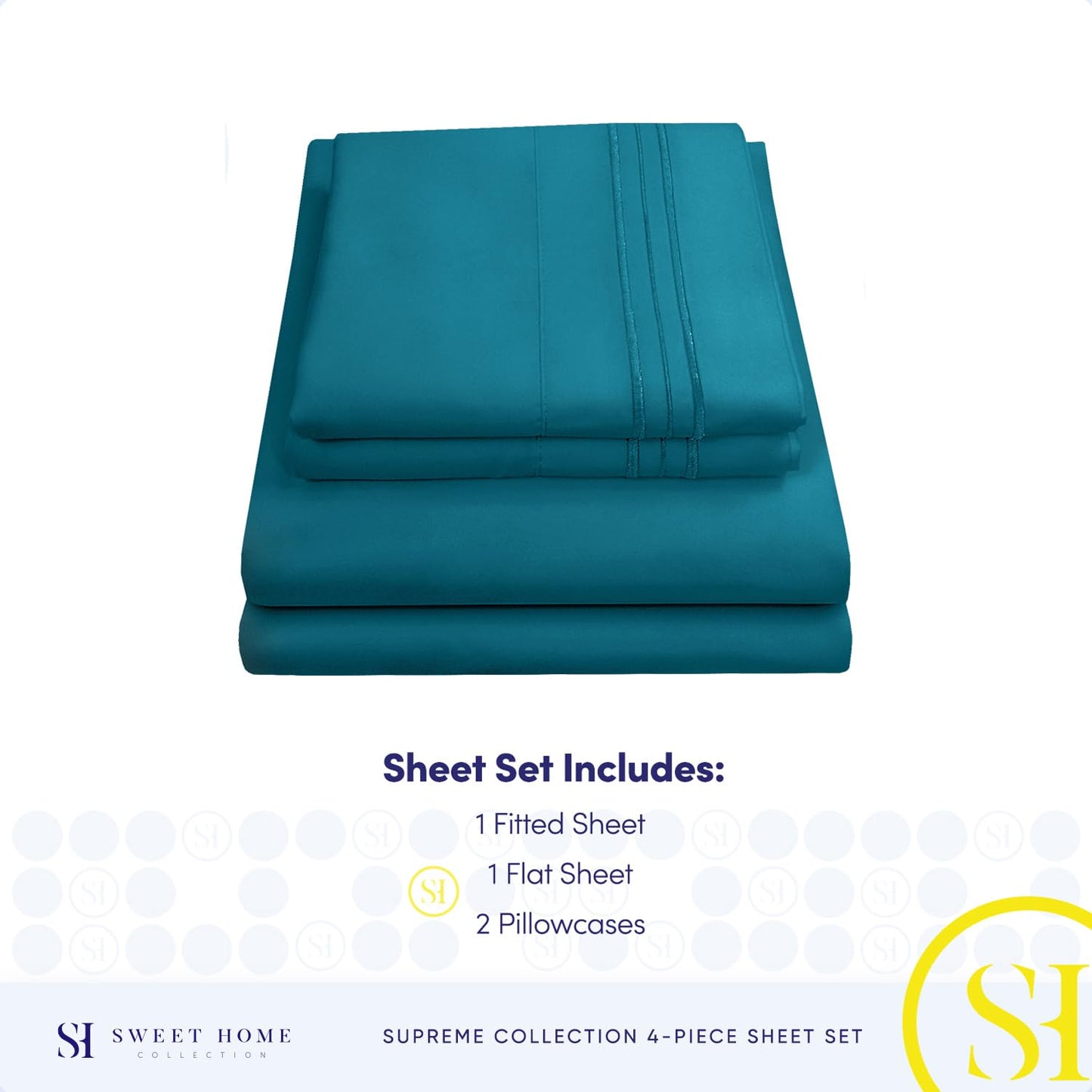 Queen Size Bed Sheets - Breathable Luxury Sheets with Full Elastic & Secure Corner Straps Built In - 1800 Supreme Collection Extra Soft Deep Pocket Bedding, Sheet Set, EXTRA DEEP pocket - Queen, Teal