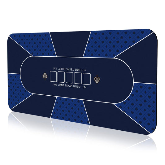 70 x 35 Inch Poker Mat, 8 Players Texas Hold'em Poker Rubber Mat Poker Topper for Tables, Folding Portable Poker Table Top Layout w/Carrying Bag for Poker Games, Blackjack, Casino (70 x 35 Inch-Blue)