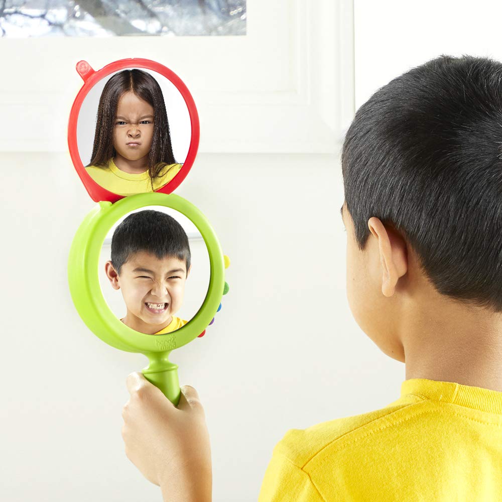 hand2mind See My Feelings Mirror, Social Emotional Learning Mirror, Sensory Toys for Toddler Learning, Anxiety Relief for Kids, Mindfulness for Kids, Kindergarten Homeschool Supplies (Pack of 4)
