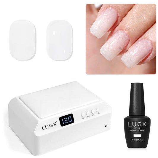 L'UGX Professional Nail Dust Collector with Milky Glitter White Gel Nail Polish 15ml