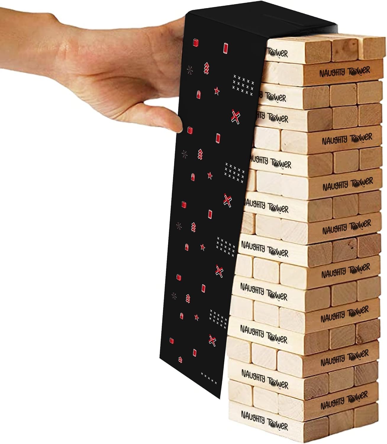 Naughty Tower Questions Game - 54 Fun Conversation Starters - Commands for Game Nights, Date Nights, & to Deepen Connections - A Spin on Fun Classic Games Like Tumbling Wooden Block Tower Games