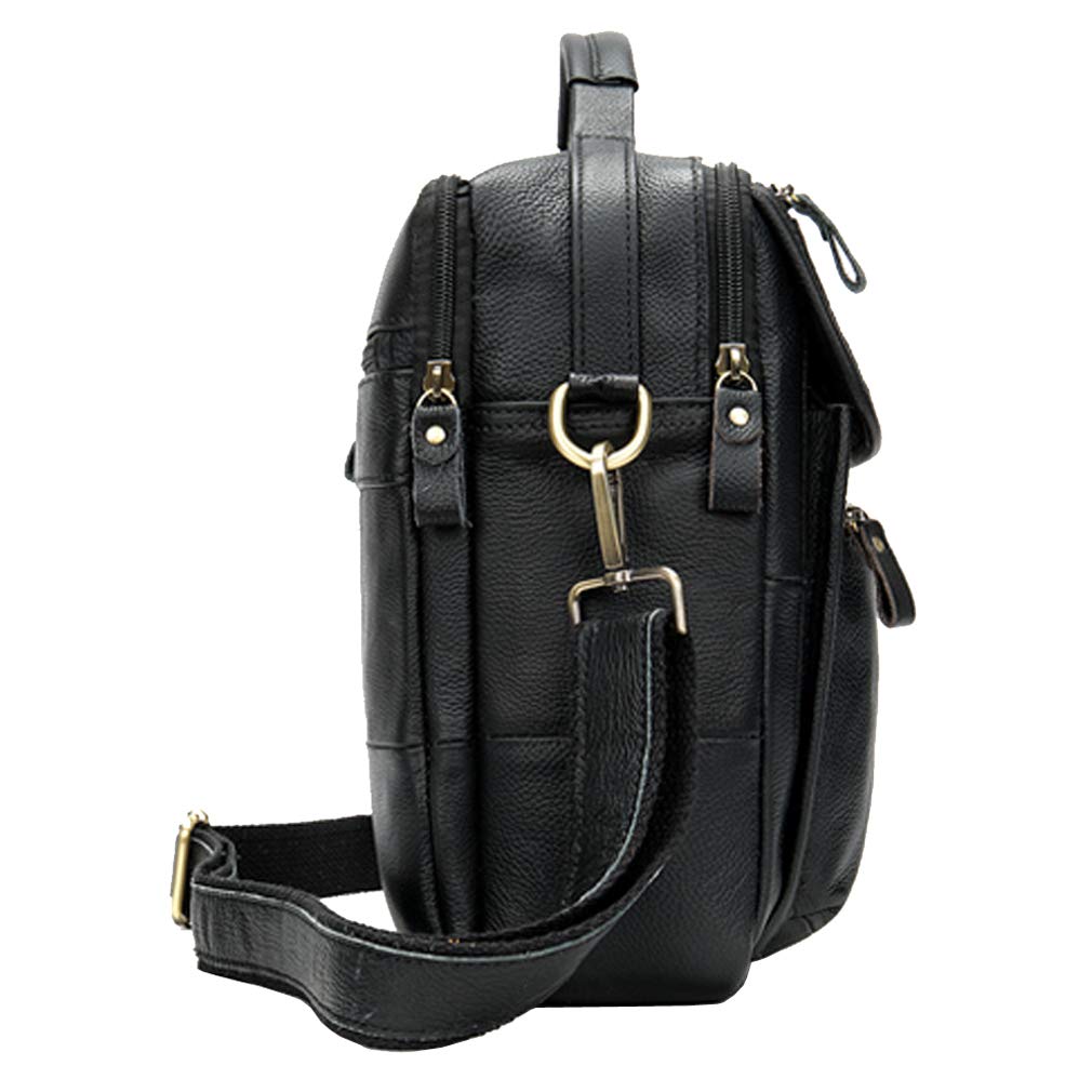 Leather Business Messenger Bag Shoulder Handbag for Men Travel Outdoor Crossbody Handbags Briefcase Wallet Phone Pouch Purse Casual Daypack Black