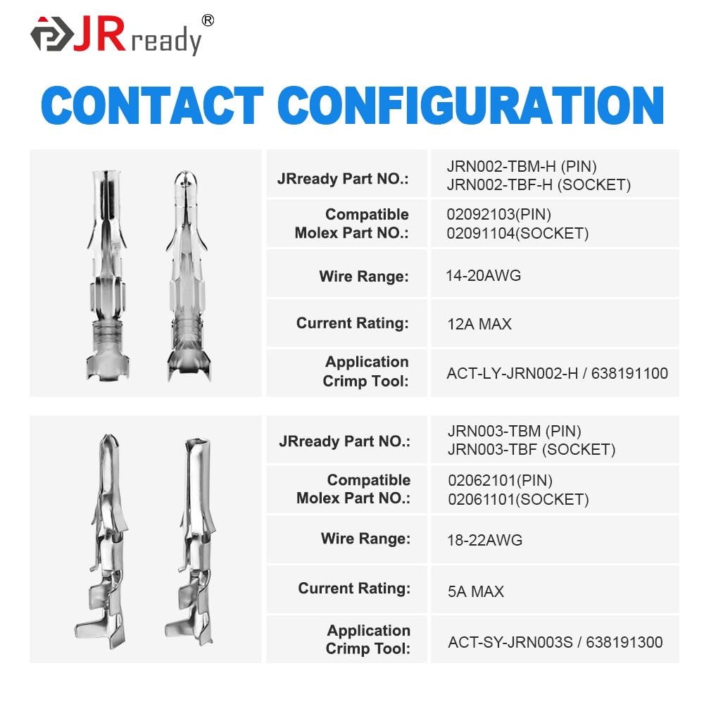 JRready ST6478 Pin Connectors Kit 678PCS 2 3 4 6 9 12 Pin Housing 062” and 093”Series Crimp Terminal Molex Connector 14-24AWG Male Female Pins with Pin Remove Extractor Tool for Electrical Connector