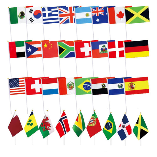 Ckexin 228 Countries Small Stick Flags Mini International World Hand Held Flag Decorations