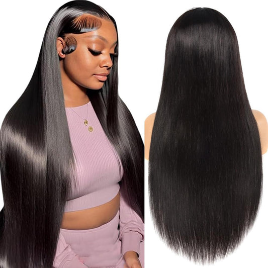 28 Inch Straight Wigs Human Hair 13x4 Hd Transparent Lace Front Wigs Human Hair 180 Density Glueless Wigs Human Hair Pre Plucked Pre Cut With Baby Hair