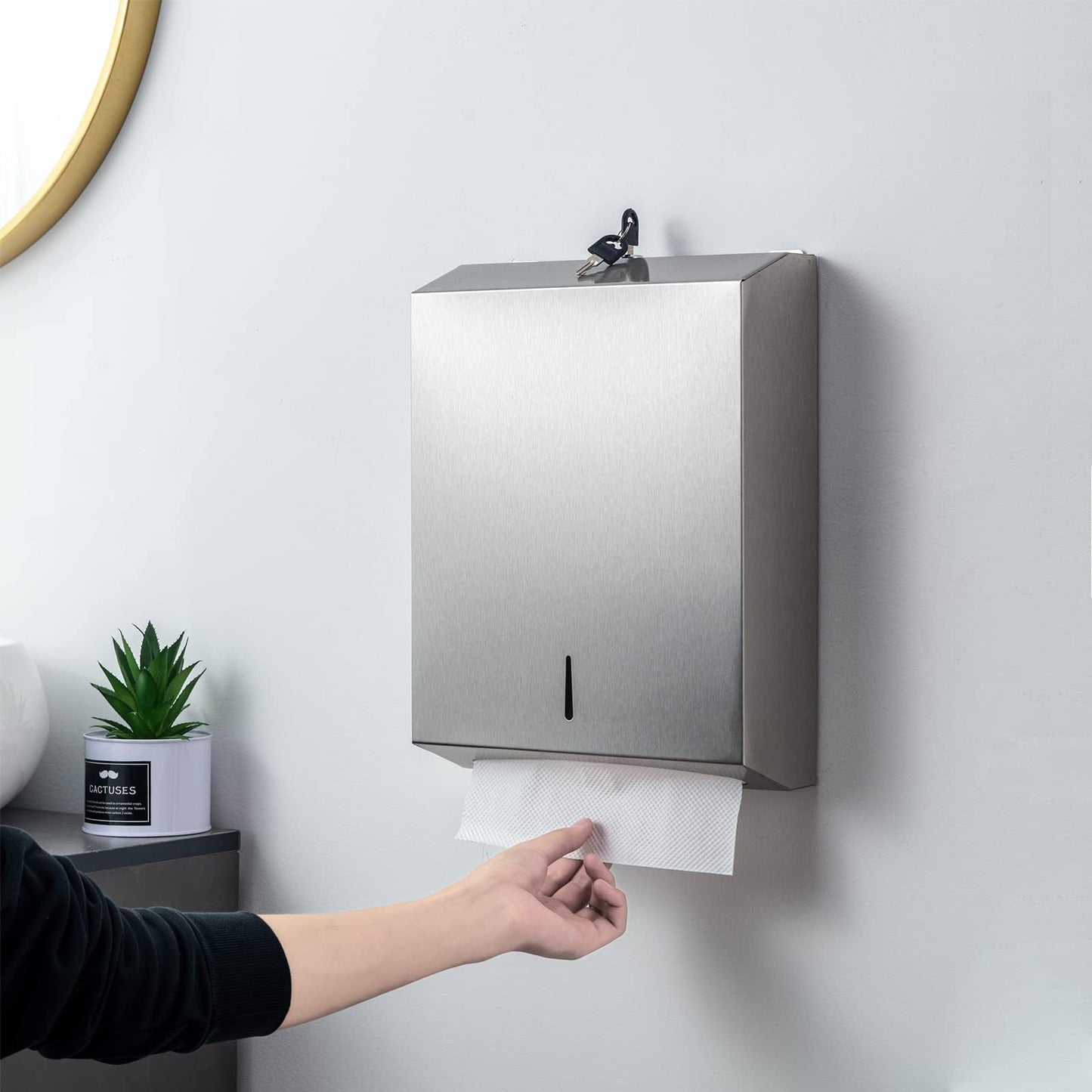 Paper Towel Dispenser Wall Mount Commercial c-fold/Multi-fold/Tri-fold, Touchless Hand Towel Dispenser with Lock