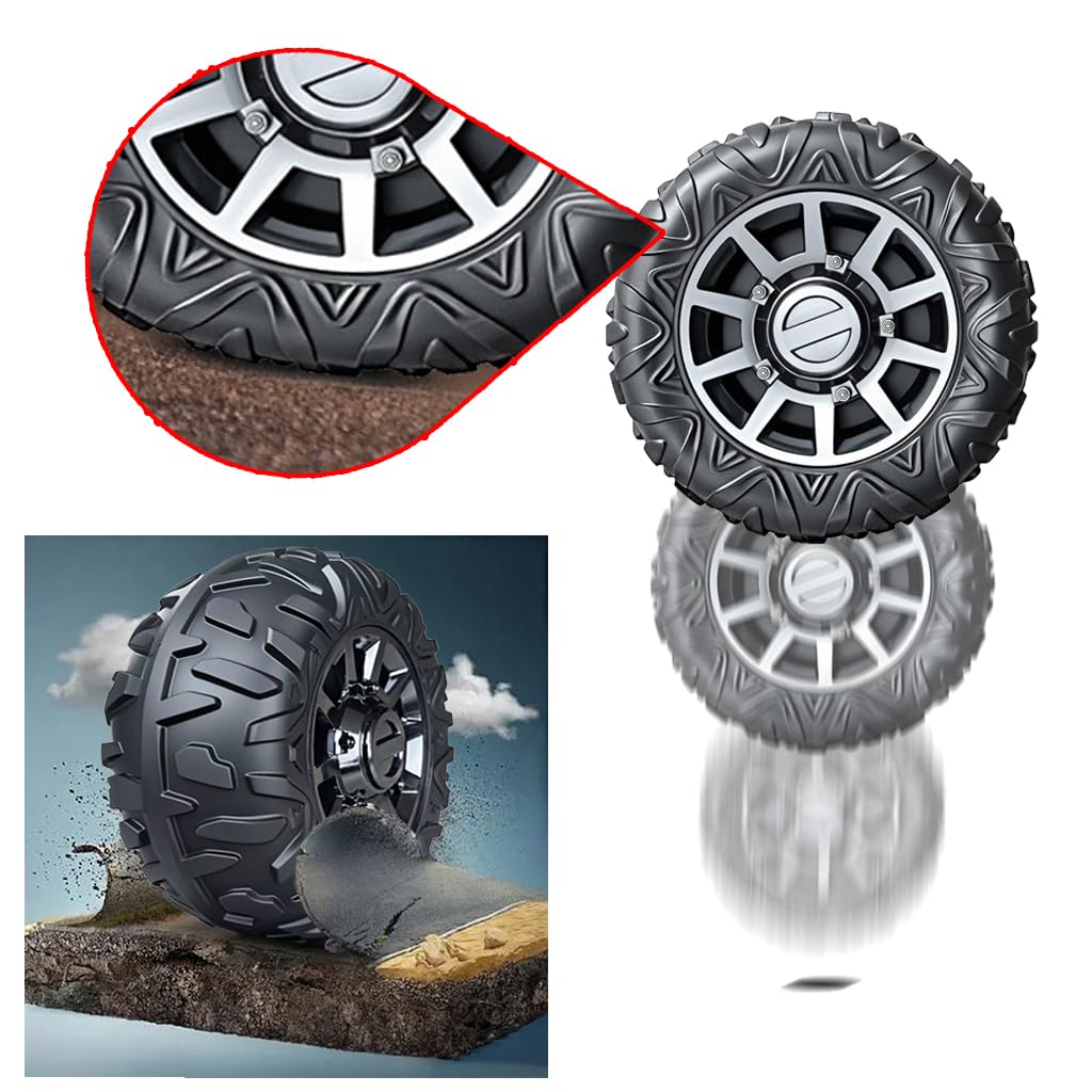 2Pack 33CM/13'' PU Solid Rubber Tire for Power Wheels Ride on Car ﻿Alligator Tires Wheels Upgrade,13in Wheels 1.2CM/0.47in Aperture Front/Rear Wheel for Car/SUV/UTV/ATV/Motorcycle Replacement Parts
