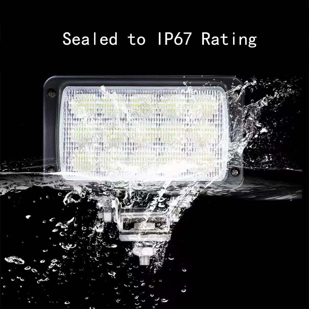 JASLITE 2PACK 6.3IN 45W Led Work Lights 12v/24v 4500LM 6500K Rectangular Foglights,Waterproof Offroad Flood Led Light Bar for Tractor,Truck,Combine,Heavy Equipment,with DT Connector