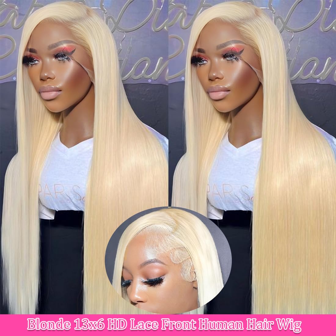 26 Inch 613 Lace Front Wig Human Hair Blonde 13X6 HD Transparent Lace Front Wigs Human Hair 180% Density Blonde Glueless Wigs Human Hair 613 HD Straight Lace Frontal Wigs Human Hair Pre Plucked