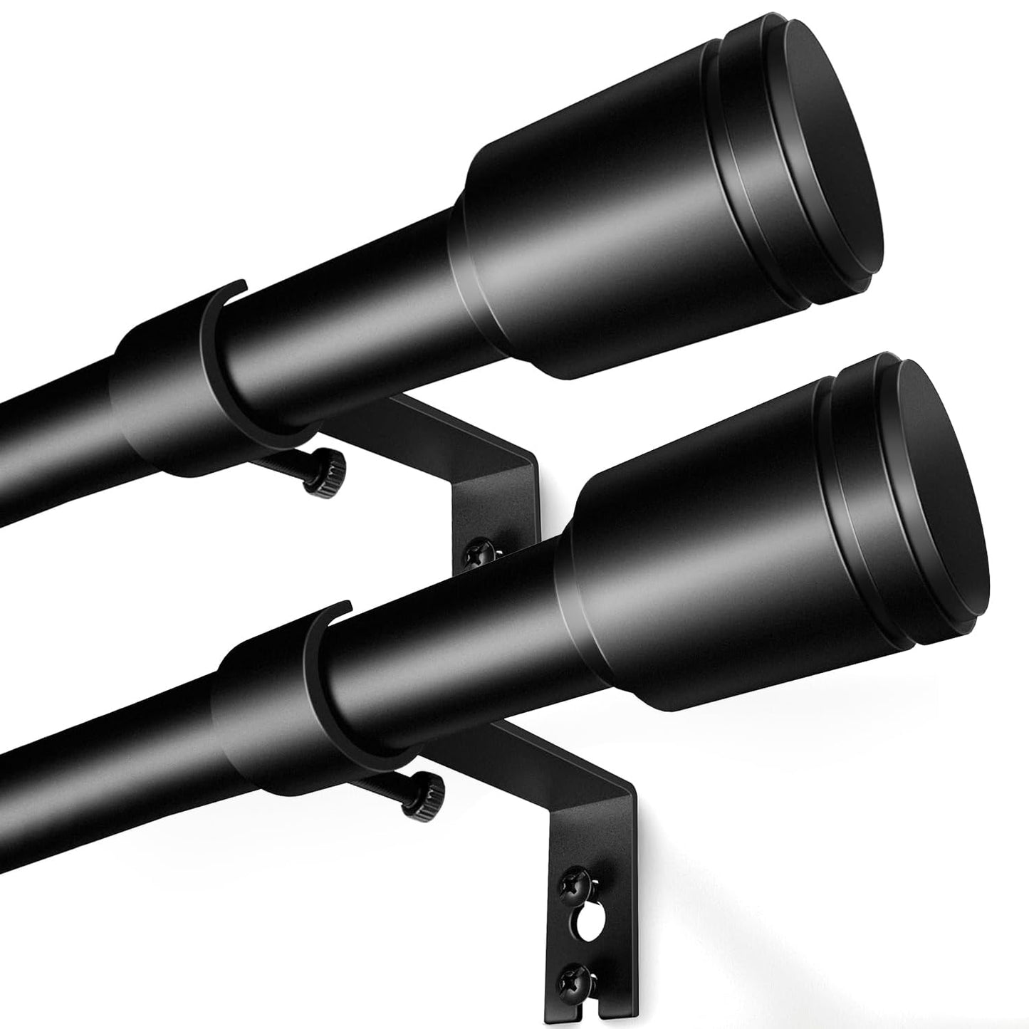 1” Diameter Curtain Rods 30-120 Inch, for 30-116 Inch Windows, Adjustable Splicing Black Rods for Windows with Brackets, Window Rod Long Heavy Duty Curtains Rod, 2 Pack