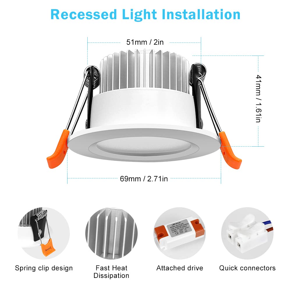inShareplus 6 Pack 2 Inch Smart Recessed Lighting, WiFi LED Downlight 5W 120V, Dimmable RGBCW 2700-6500K Color Changing, Compatible with Alexa/Google, Ceiling Lights with LED Driver