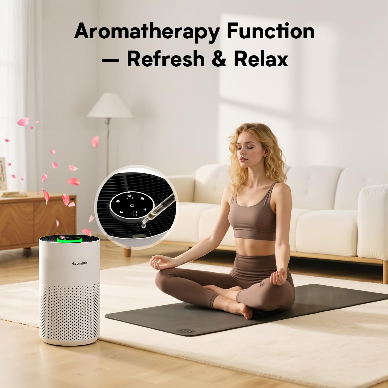 Hopmirth Upgraded Air Purifiers for Bedroom & Home with H14 True HEPA Filter, Covers Up to 1280ft², 360° Air Intake, Quiet Pet Air Purifier, Fragrance & Timer,Removes Smoke, Pet Dander & Pollen,White