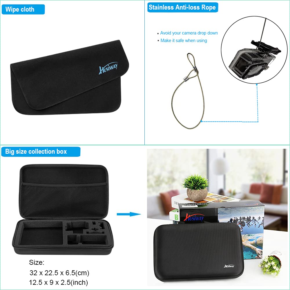 Accessories Kit for Gopro Hero 13 12 11 10 9 Black Waterproof Housing Silicone Case Glass Screen Protector Bundle for Go pro Gopro13 Gopro12 Gopro11 Gopro10 Hero13 Hero12 Hero11 Hero10 Camera 62E