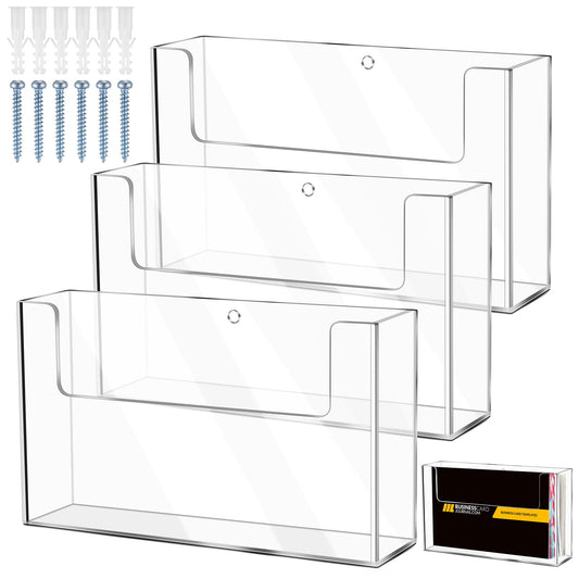 DoubleFill Post Card Holder Display Stand 6 x 4 Inch Wall Mount Index Clear Acrylic Organizer Small Brochure Hanging Pamphlet Holder for Flyer Magazine File Display(12 Pack)