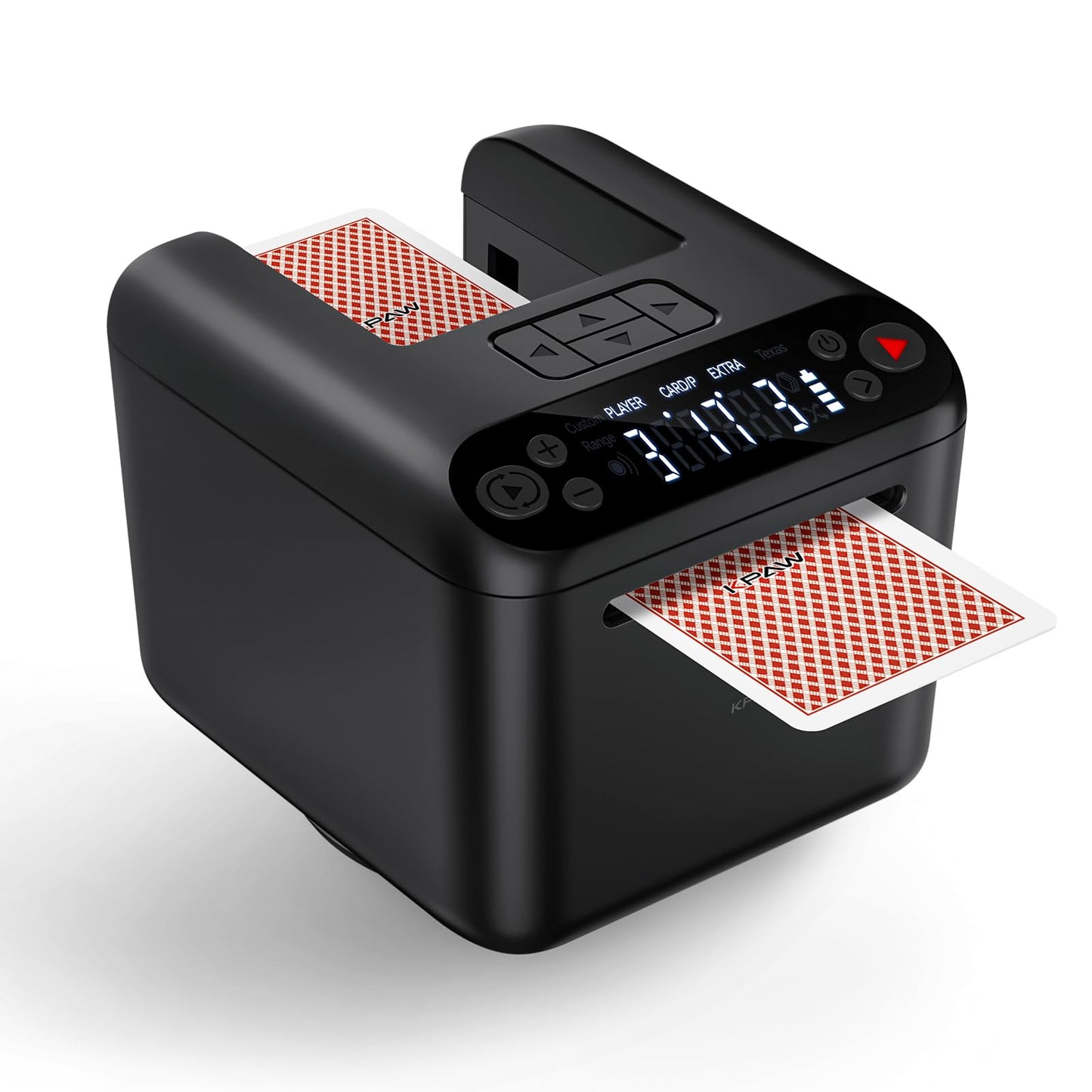 KPAW Automatic Card Dealer Machine Rotating 360 for Playing Cards 2/1/3 Decks USB Rechargeable Card Dealing Machine,Connect 4 Wireless Remotes for Texas Holdem Uno Card Game (Black, 3 Deck)