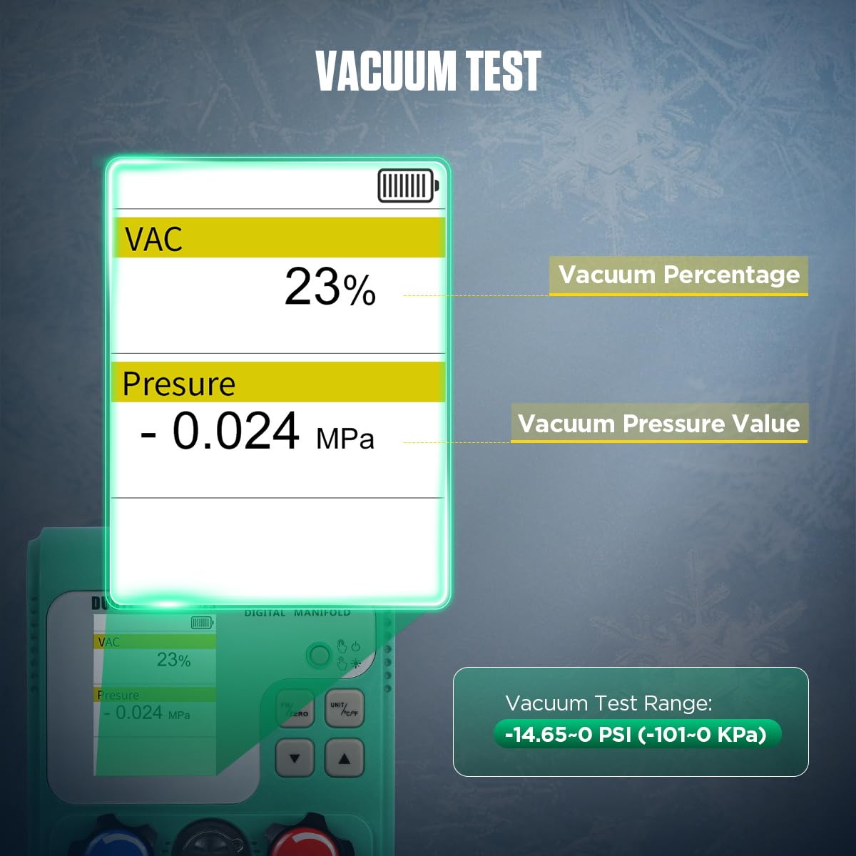 HVAC Gauges, 92 Refrigerant Digital Manifold Gauges HVAC Manifold Gauge Set R134A R410A Gauges AC Gauges Kit with Hose Digital Refrigerant Gauge Pressure Vacuum Test with 2.4" HD Color Display
