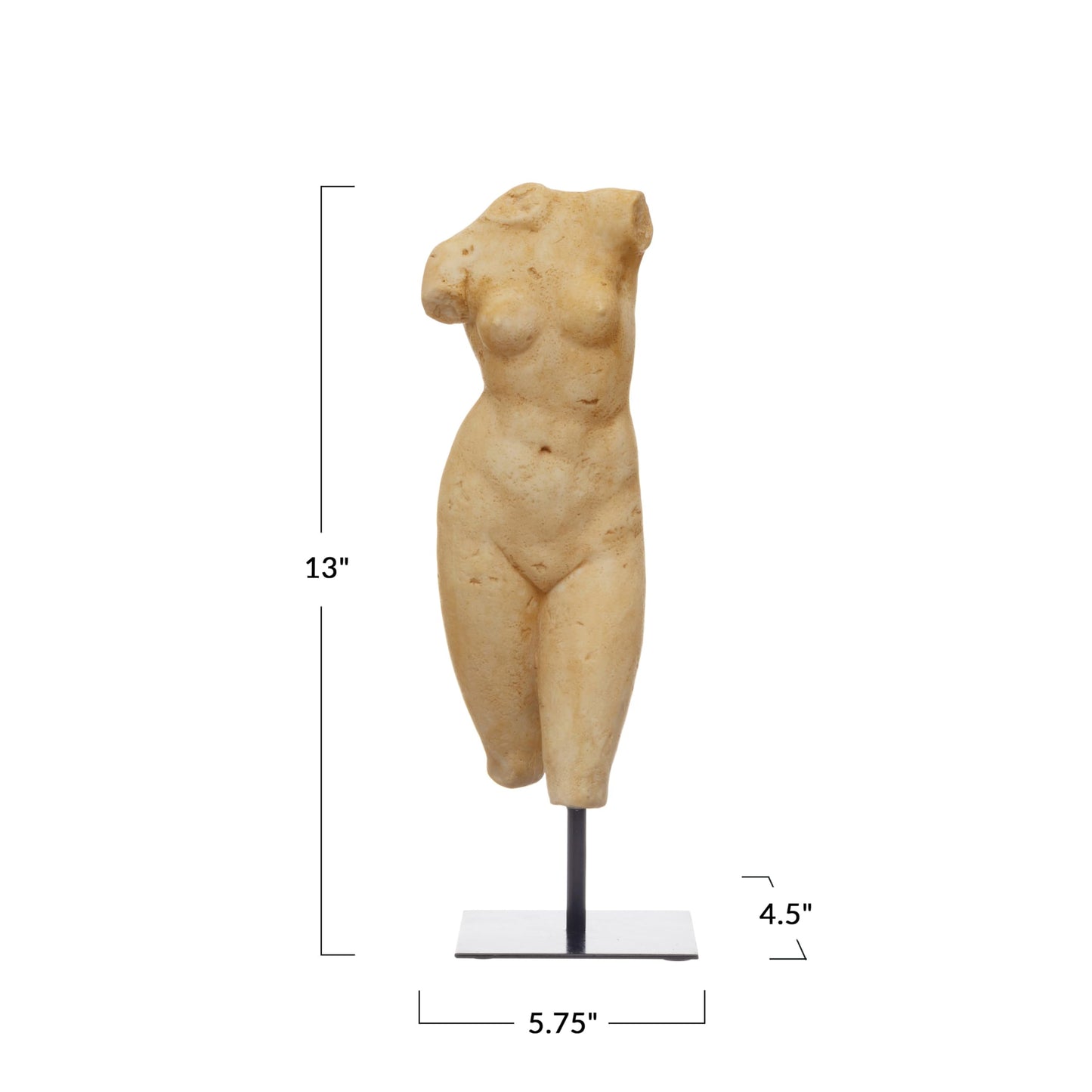 Creative Co-Op Resin Female Body Figure on Metal Stand, Plaster Finish, Natural