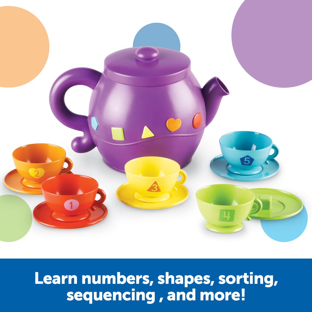 Learning Resources LER7740 Serving Shapes Tea Set, Color Recognition and Counting Toy, 11 Pieces, Ages 2+
