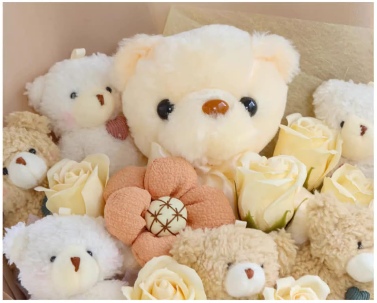 BBLION Cute Bear Bouquet - Plush Stuffed Doll Bouquet with Cute Soap Flower - Handmade Cartoon Bouquet for Any Occasions, Birthday, Bridal Shower, Graduation etc. (6 Little Bears)