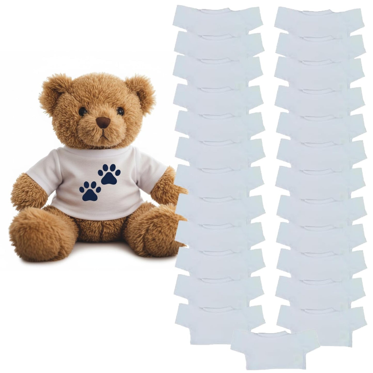Teddy Get Ready Stuffed Animal T-Shirt, 25 pcs., White