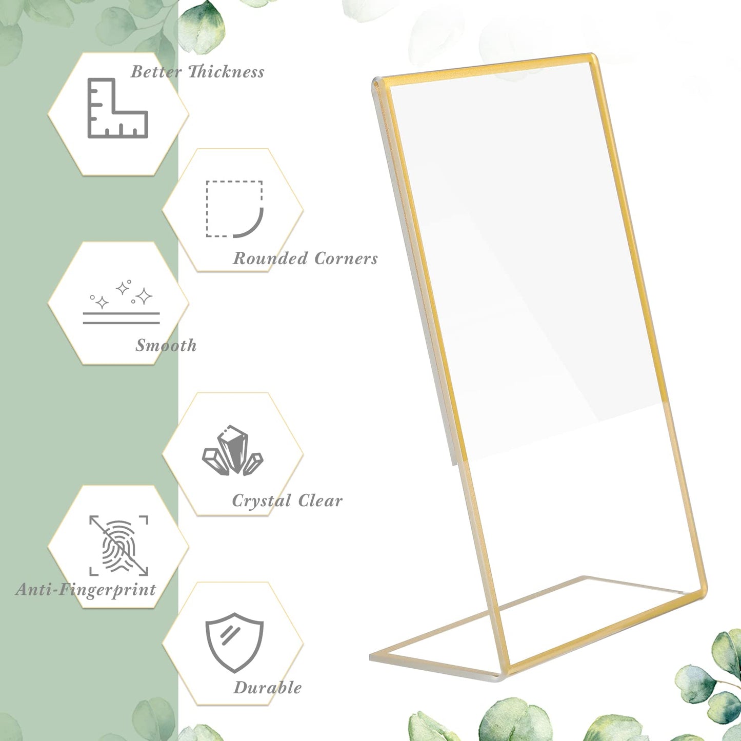 Yulejo 24 Pack Wedding Gold Picture Frames Bulk 5 x 7 Inch Acrylic Sign Holder Clear Double Sided Table Number Menu Holders Desktop Stands for Wedding Office Restaurant Art Photo Flyer Display