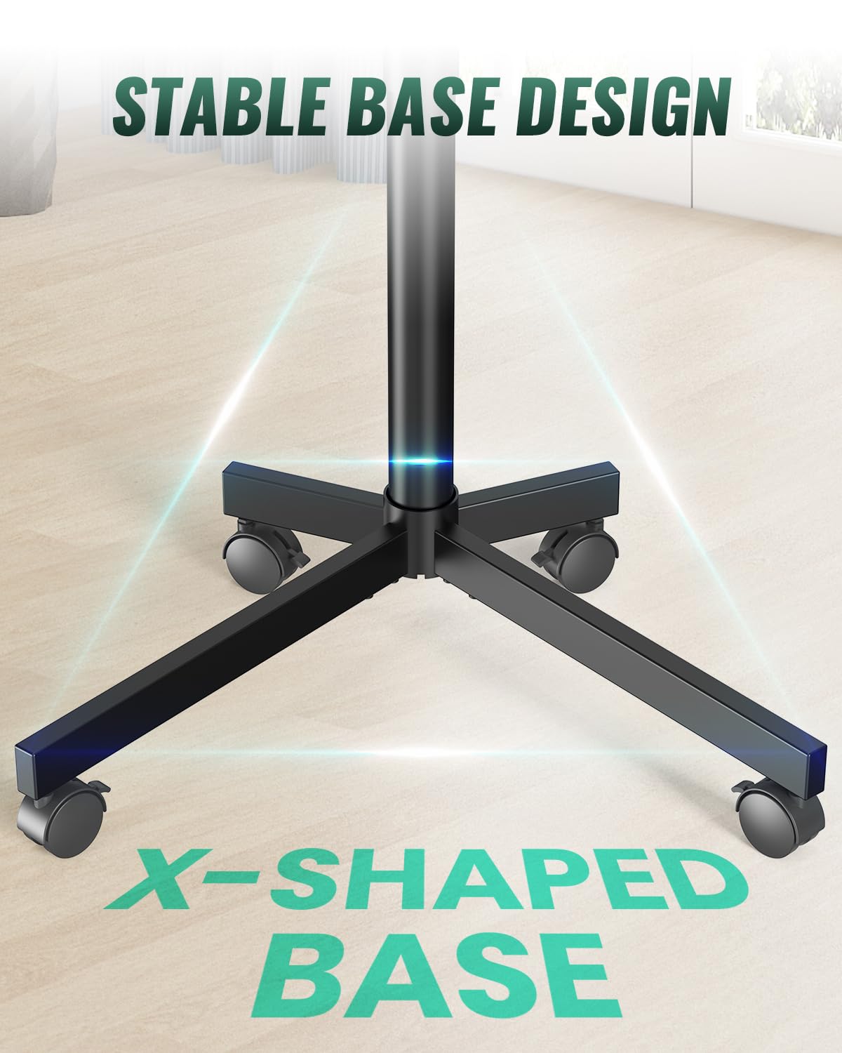 Zontera Mobile Rolling TV Stand on Wheels, Mobile TV Stand for 23-60 Inch LCD LED Flat Panel Curved Screen TVs, Tilt and Height Adjustable Portable TV Cart up to 88lbs, Max VESA 400x400mm, Black