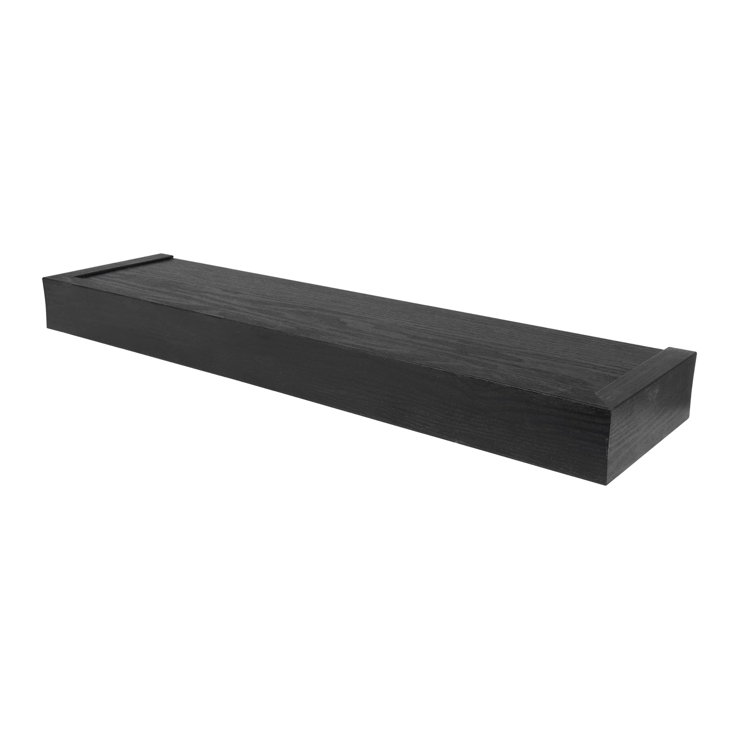 HIGH & MIGHTY 515658 Modern 24" Floating Shelf Holds up to 20lbs, Easy Tool-Free Dry Wall Installation, Flat, eCommerce Packaging, Black