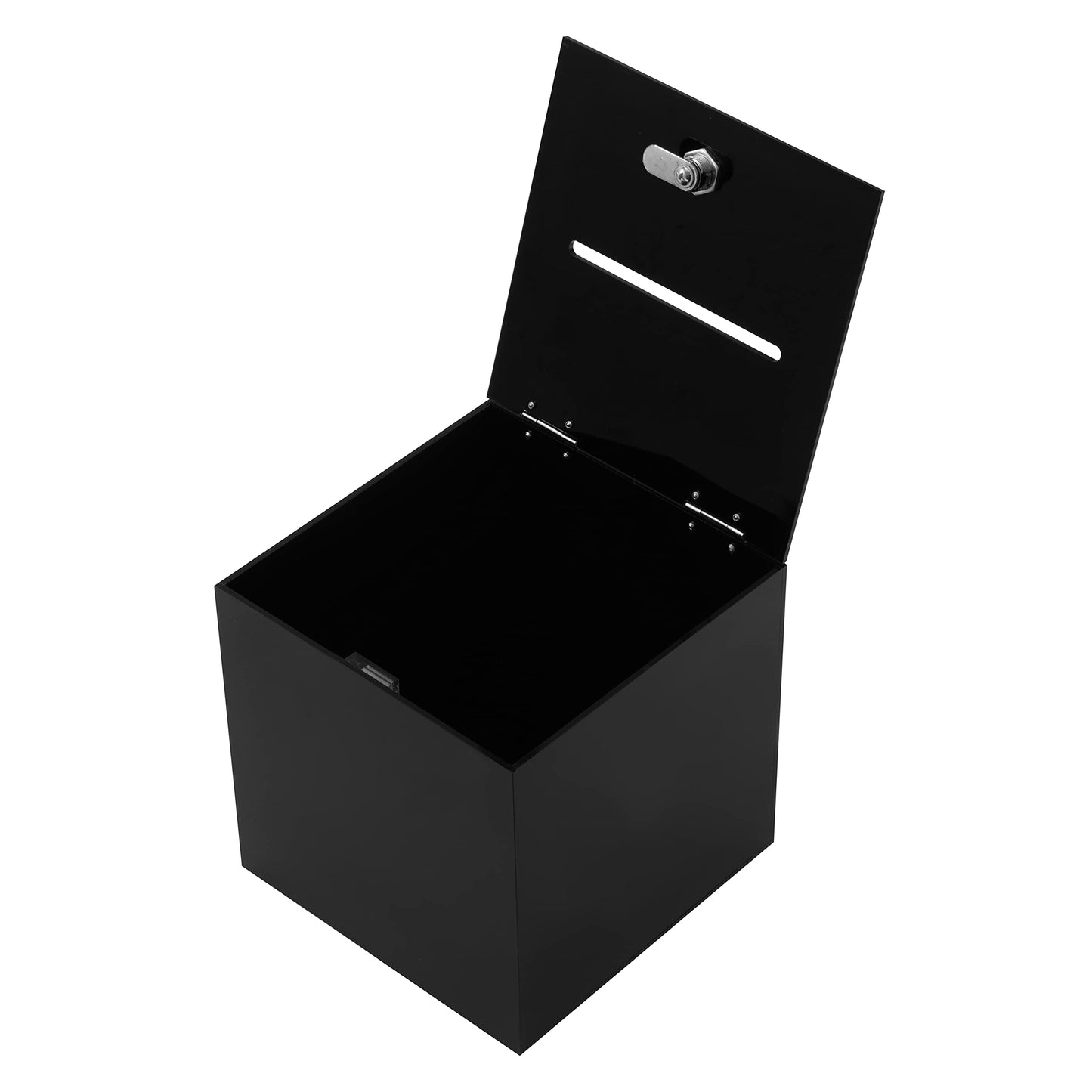 CiaoHER Acrylic Black Donation Box, Ballot Suggestion Box Money Storage Square Container for Voting, Charity, Ballot, Contest, Suggestions (10x10x10 inches)